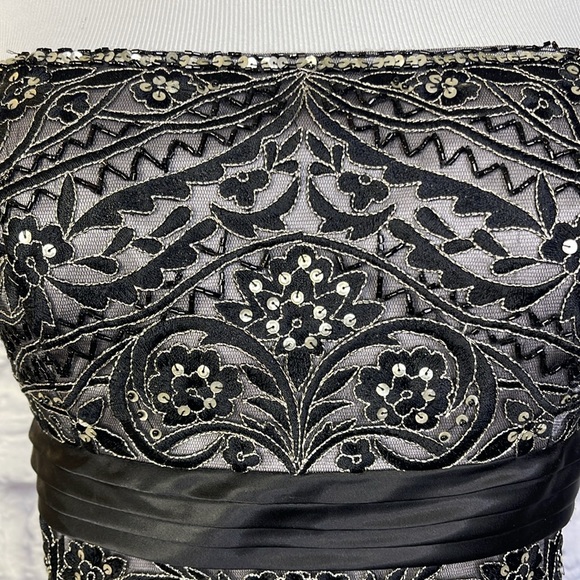 Sue Wong strapless BLACK/ PLATINUM Embroidered  beaded Cocktail evening prom - Picture 7 of 12